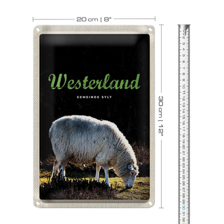 Blechschild Reise 20x30cm Westerland Natur Tiere Schafe Wiese
