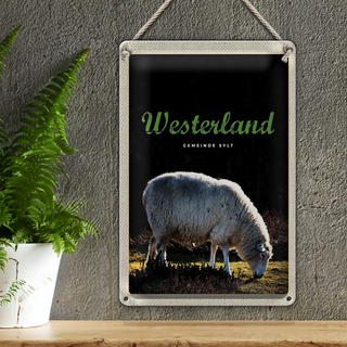 Blechschild Reise 20x30cm Westerland Natur Tiere Schafe Wiese