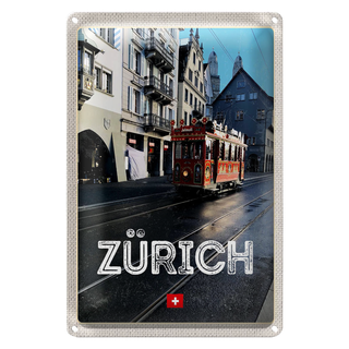 Blechschild Reise 20x30cm Zürich Schweiz Jelmoli Straßenbahn