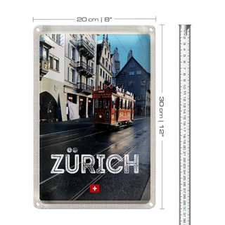 Blechschild Reise 20x30cm Zürich Schweiz Jelmoli Straßenbahn