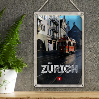 Blechschild Reise 20x30cm Zürich Schweiz Jelmoli Straßenbahn