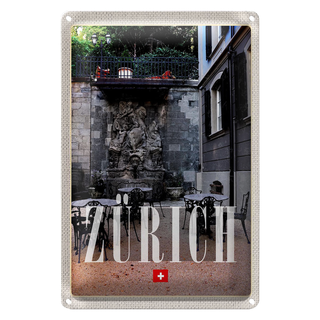 Blechschild Reise 20x30cm Zürich Schweiz Skulptur Architektur