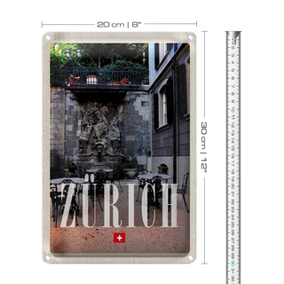 Blechschild Reise 20x30cm Zürich Schweiz Skulptur Architektur