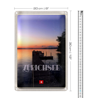 Blechschild Reise 20x30cm Zürich Schweiz Zürichsee Natur Urlaub