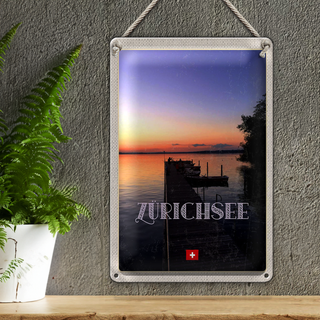 Blechschild Reise 20x30cm Zürich Schweiz Zürichsee Natur Urlaub