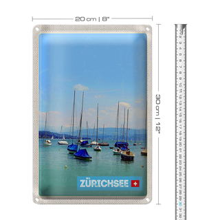 Blechschild Reise 20x30cm Zürich Boote auf dem Zürichsee Sommer