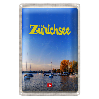 Blechschild Reise 20x30cm Zürich See Natur Boote Bootstrip