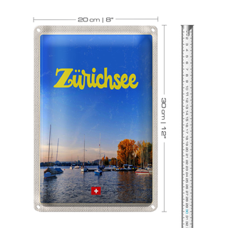 Blechschild Reise 20x30cm Zürich See Natur Boote Bootstrip