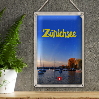 Blechschild Reise 20x30cm Zürich See Natur Boote Bootstrip