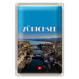 Blechschild Reise 20x30cm Zürich Ausblick auf die Stadt Urlaub