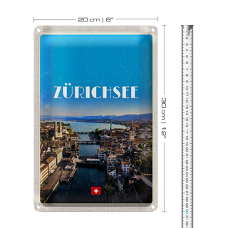 Blechschild Reise 20x30cm Zürich Ausblick auf die Stadt Urlaub