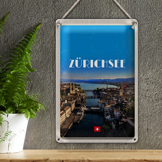 Blechschild Reise 20x30cm Zürich Ausblick auf die Stadt Urlaub
