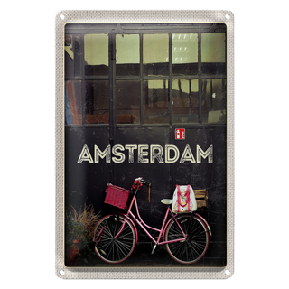 Blechschild Reise 20x30cm Amsterdam Stadt Fahrrad Natur zu Fuß
