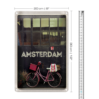 Blechschild Reise 20x30cm Amsterdam Stadt Fahrrad Natur zu Fuß