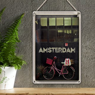 Blechschild Reise 20x30cm Amsterdam Stadt Fahrrad Natur zu Fuß