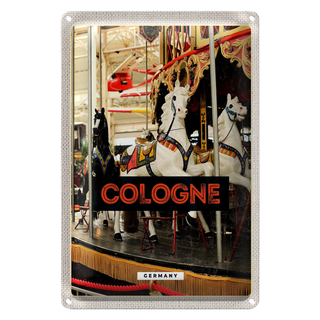 Blechschild Reise 20x30cm Köln Deutschland Pferdekarussell Spaß