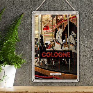 Blechschild Reise 20x30cm Köln Deutschland Pferdekarussell Spaß