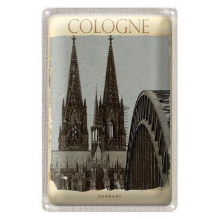 Blechschild Reise 20x30cm Kölner Dom Mittelalter schwarz weiß