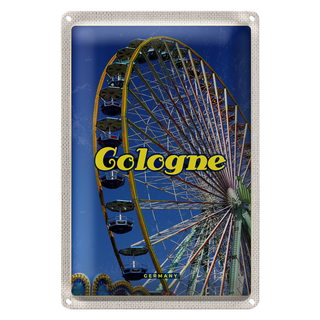 Blechschild Reise 20x30cm Köln Kirmes Riesenrad Autoscooter