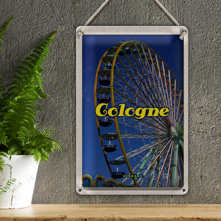 Blechschild Reise 20x30cm Köln Kirmes Riesenrad Autoscooter