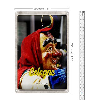 Blechschild Reise 20x30cm Köln Deutschland Karneval Verkleidung