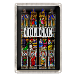 Blechschild Reise 20x30cm Köln Dom Geschichte Christus Zeichnung