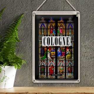 Blechschild Reise 20x30cm Köln Dom Geschichte Christus Zeichnung