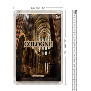 Blechschild Reise 20x30cm Köln Deutschland Kirche Dom von Innen