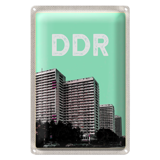 Blechschild Reise 20x30cm Deutschland DDR Zeit Hochhäuser Krieg