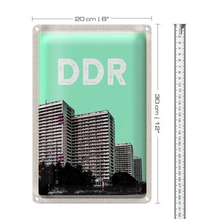 Blechschild Reise 20x30cm Deutschland DDR Zeit Hochhäuser Krieg
