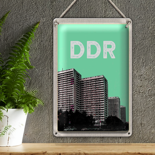 Blechschild Reise 20x30cm Deutschland DDR Zeit Hochhäuser Krieg