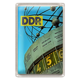 Blechschild Reise 20x30cm Berlin Deutschland Weltzeituhr DDR