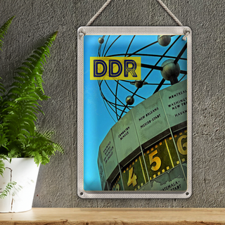 Blechschild Reise 20x30cm Berlin Deutschland Weltzeituhr DDR