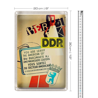 Blechschild Reise 20x30cm Berlin DDR Amerikanischen Sektor Armee