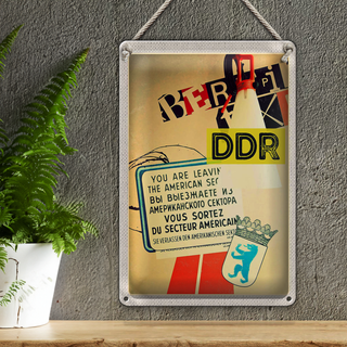 Blechschild Reise 20x30cm Berlin DDR Amerikanischen Sektor Armee