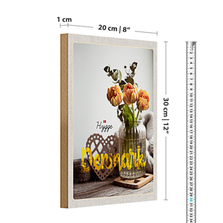 Holzschild Reise 20x30cm Dänemark Kopenhagen Blume Natur Vase
