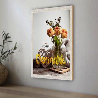 Holzschild Reise 20x30cm Dänemark Kopenhagen Blume Natur Vase