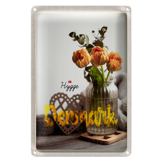 Blechschild Reise 20x30cm Dänemark Kopenhagen Blume Natur Vase