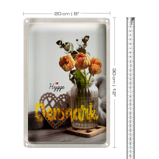 Blechschild Reise 20x30cm Dänemark Kopenhagen Blume Natur Vase