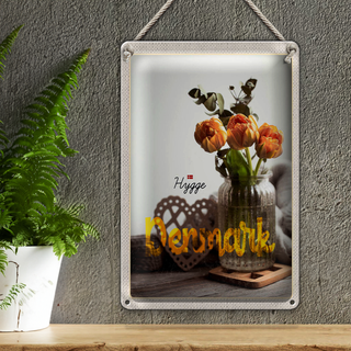 Blechschild Reise 20x30cm Dänemark Kopenhagen Blume Natur Vase