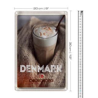 Blechschild Reise 20x30cm Dänemark Kopenhagen Winterzeit Hygge