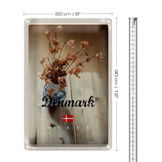 Blechschild Reise 20x30cm Dänemark verwelkte Blumen in Vase