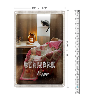 Blechschild Reise 20x30cm Dänemark Decke Wohnzimmertisch Katze