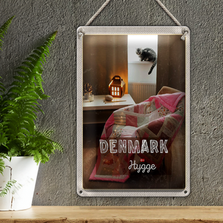 Blechschild Reise 20x30cm Dänemark Decke Wohnzimmertisch Katze