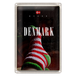 Blechschild Reise 20x30cm Dänemark Socken gemütlich Winterzeit