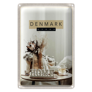 Blechschild Reise 20x30cm Dänemark Wohnungseinrichtung weiß