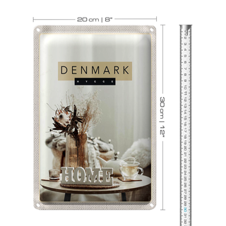 Blechschild Reise 20x30cm Dänemark Wohnungseinrichtung weiß
