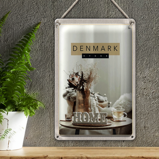 Blechschild Reise 20x30cm Dänemark Wohnungseinrichtung weiß