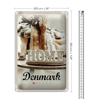 Blechschild Reise 20x30cm Dänemark Wohnungration weiß Home