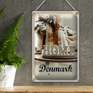 Blechschild Reise 20x30cm Dänemark Wohnungration weiß Home